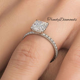 1.5 Carat Cushion Cut Wire Basket Petite Micropavé