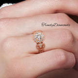 1.53 Carat H-SI1 Round Diamond Engagement Ring 14k Rose Gold Vintage Style