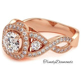 1.48 Carat D-VS1 Round Diamond Engagement Ring 14k Rose Gold Vintage Style