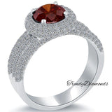 2.75 Ct. Fancy Red Natural Diamond Engagement Ring 14k White Gold Vintage Style