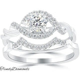 0.89 Carat D-SI1 Diamond Engagement Ring & Wedding Band Set 18k White Gold