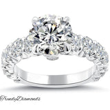 3.84 Carat F-VS2 Certified Natural Round Diamond Engagement Ring Set In Platinum