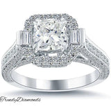 3.18 Carat G-SI1 Cushion Cut Diamond Engagement Ring 18k Gold Vintage Style