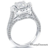 3.18 Carat G-SI1 Cushion Cut Diamond Engagement Ring 18k Gold Vintage Style