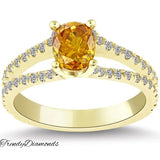 1.89 Carat Natural Fancy Orange Diamond Engagement Ring 14k Yellow Gold