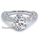 2 Carat Round Brilliant 6 Prong Micropavé U Shape Setting