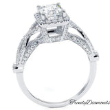 2.32 Carat G-SI1 EGL Certified Emerald Cut Diamond Engagement Ring 18k Pave Halo