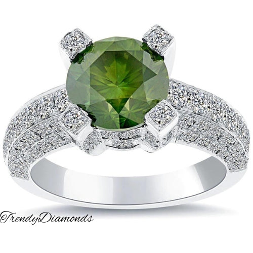 5.67 Carat Fancy Green Diamond Engagement Ring 18k White Gold