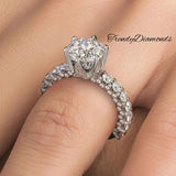 2 Carat Round Brilliant 6 Prong Micropavé U Shape Setting