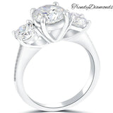 3.05 Carat E-SI2 Three Stone Natural Diamond Engagement Ring Set In Platinum